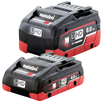 Metabo 8.0 Ah and 4.0 Ah Slim Pack Battery Systems Metabo 8.0 Ah and 4.0 Ah Slim Pack Battery Systems