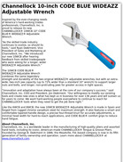 Channellock 10-inch CODE BLUE WIDEAZZ Adjustable Wrench