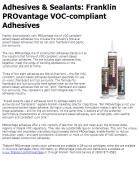 Franklin PROvantage VOC-compliant Adhesives