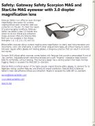 Gateway Safety Scorpion MAG and StarLite MAG eyewear with 3.0 diopter magnification lens