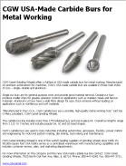 CGW USA-Made Carbide Burs for Metal Working