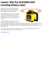 Site Pro SLR300H Self-Leveling Rotary Laser