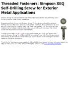 Simpson XEQ Self-Drilling Screw for Exterior Metal Applications