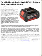 Bosch BAT621 5.0-Amp-hour 18V FatPack Battery
