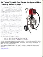 Titan AirCoat Series Air-Assisted Fine Finishing Airless Sprayers
