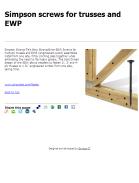Simpson screws for trusses and EWP