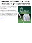 ITW Plexus adhesives get greenguard certified