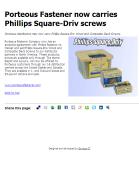 Porteous Fastener now carries Phillips Square-Driv screws