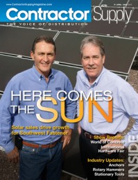 Ken Lubbering (L) and Terry Moore of Southwest Fastener on the cover of Contractor Supply magazine, April/May 2010 issue. 