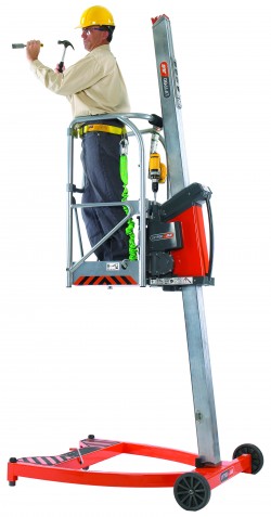 JLG's LiftPod is a  portable, personal aerial work platform powered by an 18-volt cordless  drill. 
