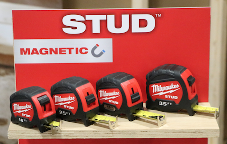 STUD tape measures and STUD magnetic tape measures with up to 14 feet of standout and EXO360 Blade Technology which Milwaukee says makes them the longest-lasting blades that are both rip and wear resistant. 