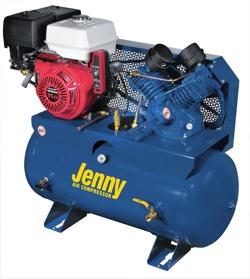 Jenny Products, Inc. offers a line of two-stage service vehicle compressors. The line includes five models, each designed, tested and proven to meet the demands of various users and applications, such as service centers, equipment dealers and construction professionals.