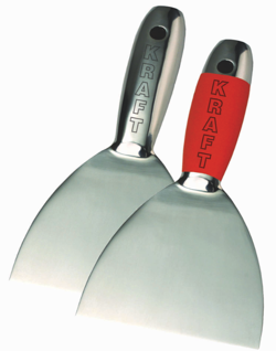 Kraft Tools' new stainless steel putty knives feature a non-rust blade-and-handle one-piece construction for strength and longevity. 