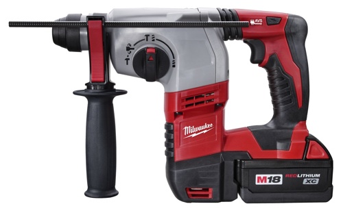 Milwaukee's M18 model 2605-22 cordless rotary hammer weighs just 7.2 pounds and is a mere 11.75 inches long. 