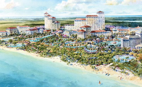 The 1,000-acre, $3.4 billion resort, gaming and entertainment complex, is due to open in late 2014 in Nassau, Bahamas. It will include some of the world's most famous hotel brands and will also have a total of 2,250 new rooms when completed.