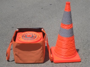 Roadside Safety collapsible traffic cones in 18, 28 and 30 inch sizes.