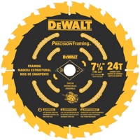 The teeth of Dewalt's new Precision Framing Blades are ground on the top, side and front face. This creates a sharper tip that helps to reduce the blade's cutting force.