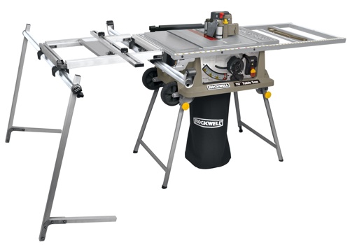 Rockwell's new jobsite table saw features an optional finisher and sliding table attachment.