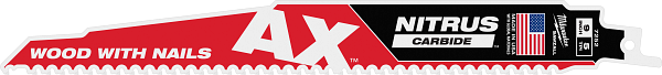 Milwaukee Tool AX with NITRUS Carbide Teeth SAWZALL Blade