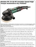 Metabo PE 15-20 RT Variable Speed High Torque Automotive Dry Polisher