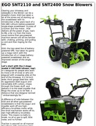 EGO SNT2110 and SNT2400 Snow Blowers
