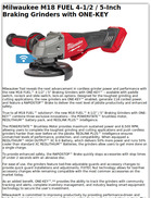 Milwaukee M18 FUEL 4-1/2 / 5-Inch Braking Grinders with ONE-KEY