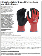 Milwaukee Winter Dipped Polyurethane and Nitrile Gloves