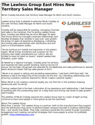 News - 2021.11.17 The Lawless Group East Hires New Territory Sales Manager