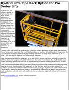 Hy-Brid Lifts Pipe Rack Option for Pro Series Lifts