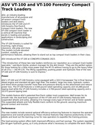 ASV VT-100 and VT-100 Forestry Compact Track Loaders