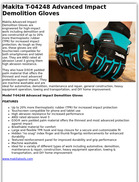 Makita T-04248 Advanced Impact Demolition Gloves