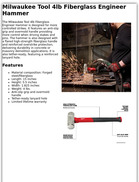 Milwaukee Tool 4lb Fiberglass Engineer Hammer