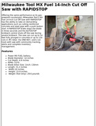 Milwaukee Tool MX Fuel 14-Inch Cut Off Saw with RAPIDSTOP