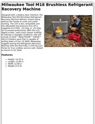 Milwaukee Tool M18 Brushless Refrigerant Recovery Machine