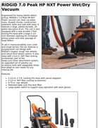 RIDGID 7.0 Peak HP NXT Power Wet/Dry Vacuum