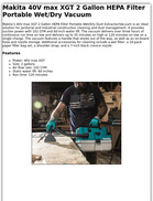 Makita 40V max XGT 2 Gallon HEPA Filter Portable Wet/Dry Vacuum