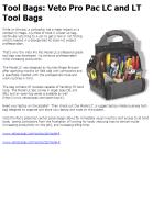 Veto Pro Pac LC and LT Tool Bags