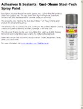 Adhesives & Sealants: Rust-Oleum Steel-Tech Spray Paint - Contractor ...
