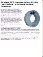 CGW Improves Surface Grinding, Cylindrical and Centerless Wheel Bond Technology