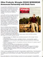 Wrangler RIGGS WORKWEAR Announces Partnership with Brett Favre
