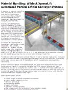Wildeck XpressLift Automated VRC for Conveyor Systems