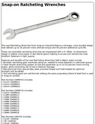 Snap-on Ratcheting Wrenches