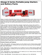 Weego N Series Portable Jump Starters and Battery Packs