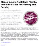Amana Tool Black Mamba Thin-kerf Blades for Framing and Decking