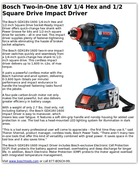 Bosch Two-in-One 18V 1/4 Hex and 1/2 Square Drive Impact Driver