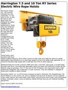 Harrington 7.5 and 10 Ton RY Series Electric Wire Rope Hoists