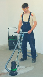 Tom Carroll and his crew at CS Unitec keep bringing in cool new tools like Eibenstock EBS 180 7-inch walk-behind grinder.  Essentially a high-end handheld grinder with a walk-behind handle attached, the unit can be used to remove epoxy, glue, paint and other hard coatings, and weighs a mere 21 pounds. 