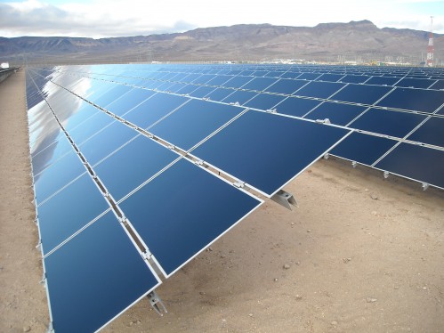 When seen from a distance, this ground-mount solar installation near Las Vegas, supplied by Southwest Fastener, shimmers in the sun like a lake in the desert.