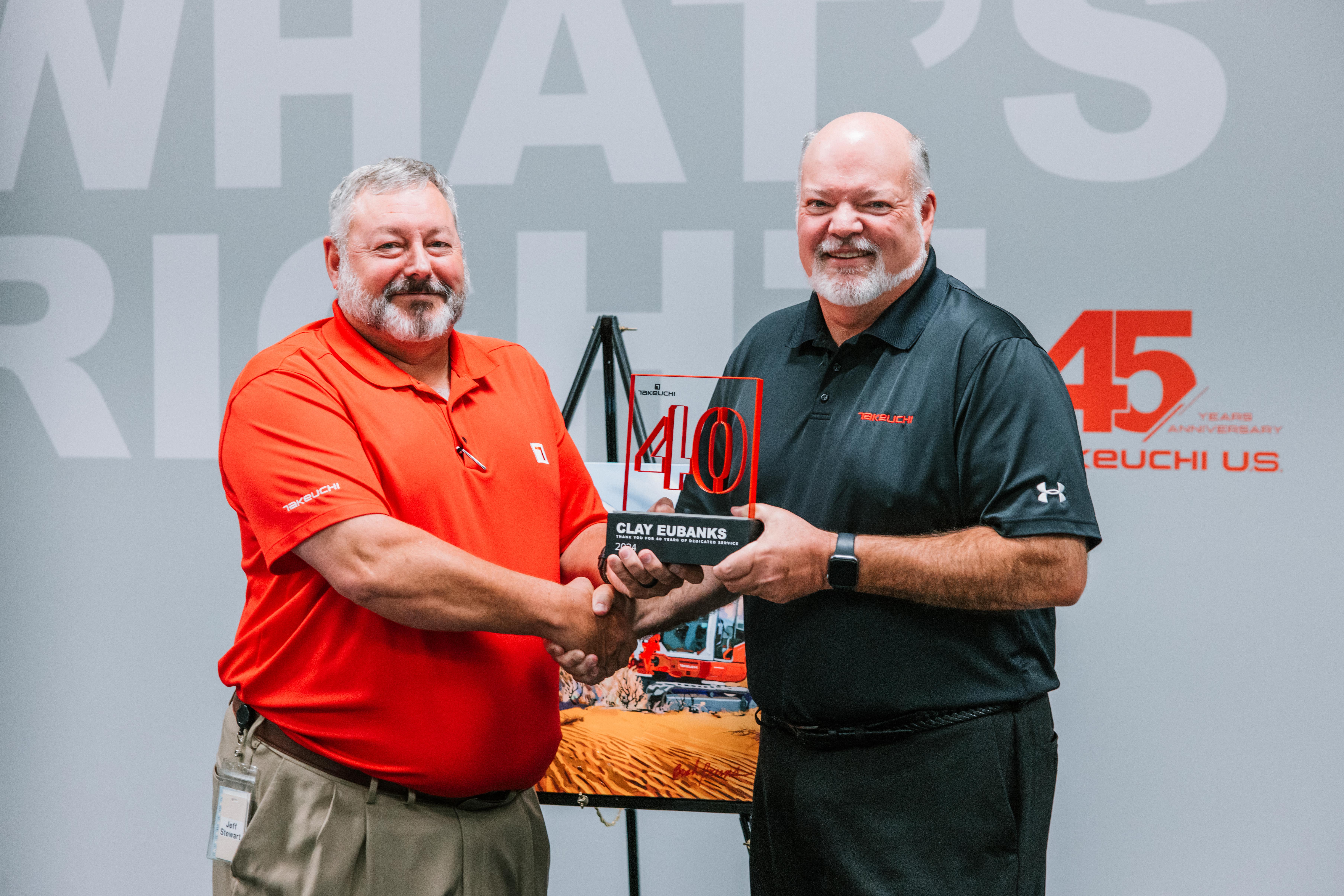 Clay Eubanks with Takeuchi President Jeff Stewart