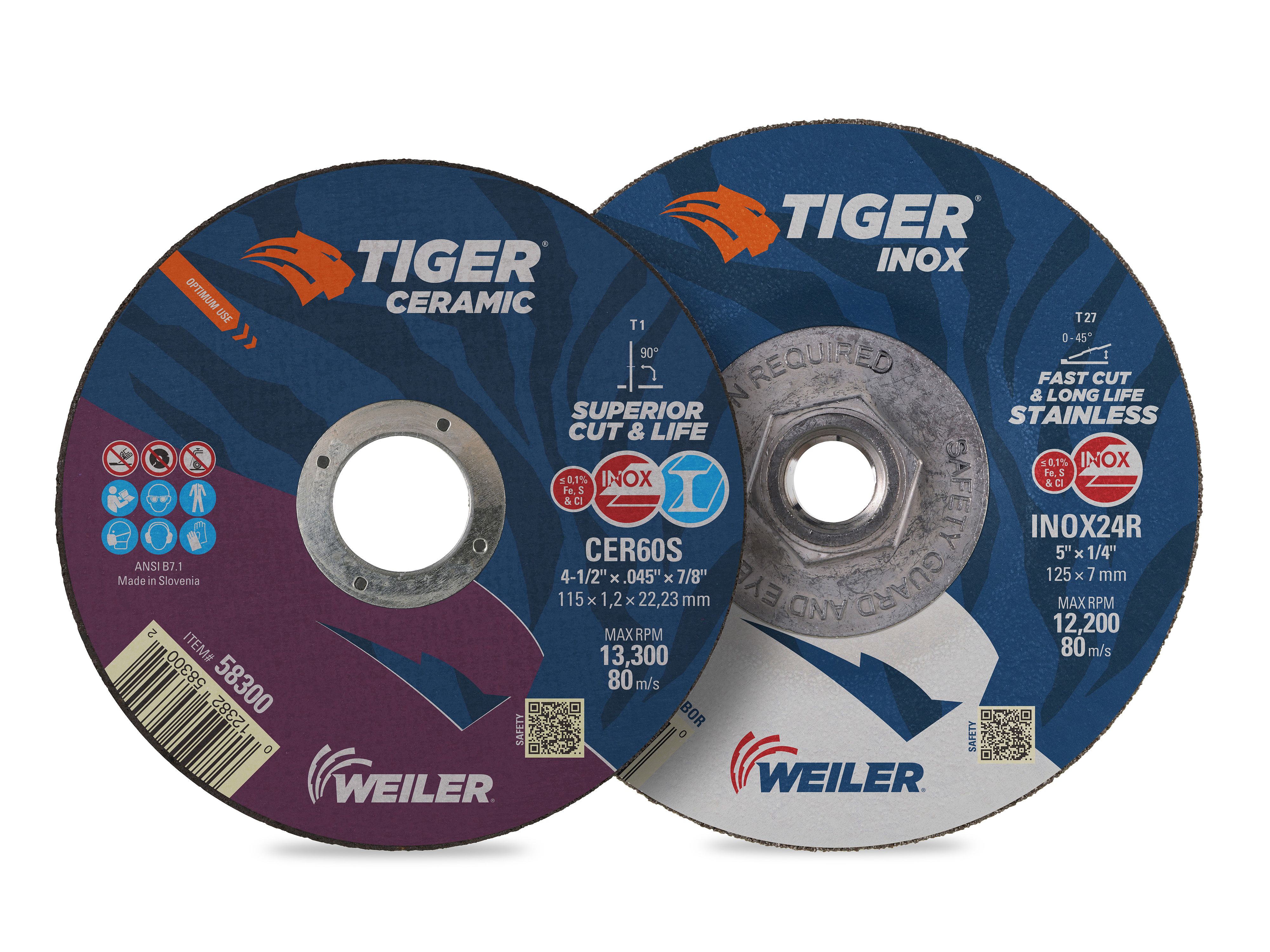 Weiler Abrasives Tiger Ceramic and INOX 2.0 Cutting, Grinding and Combo Wheels